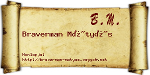 Braverman Mátyás névjegykártya